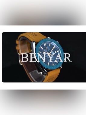 Men’s Blue Dial Chronograph Watch with Tan Leather Strap